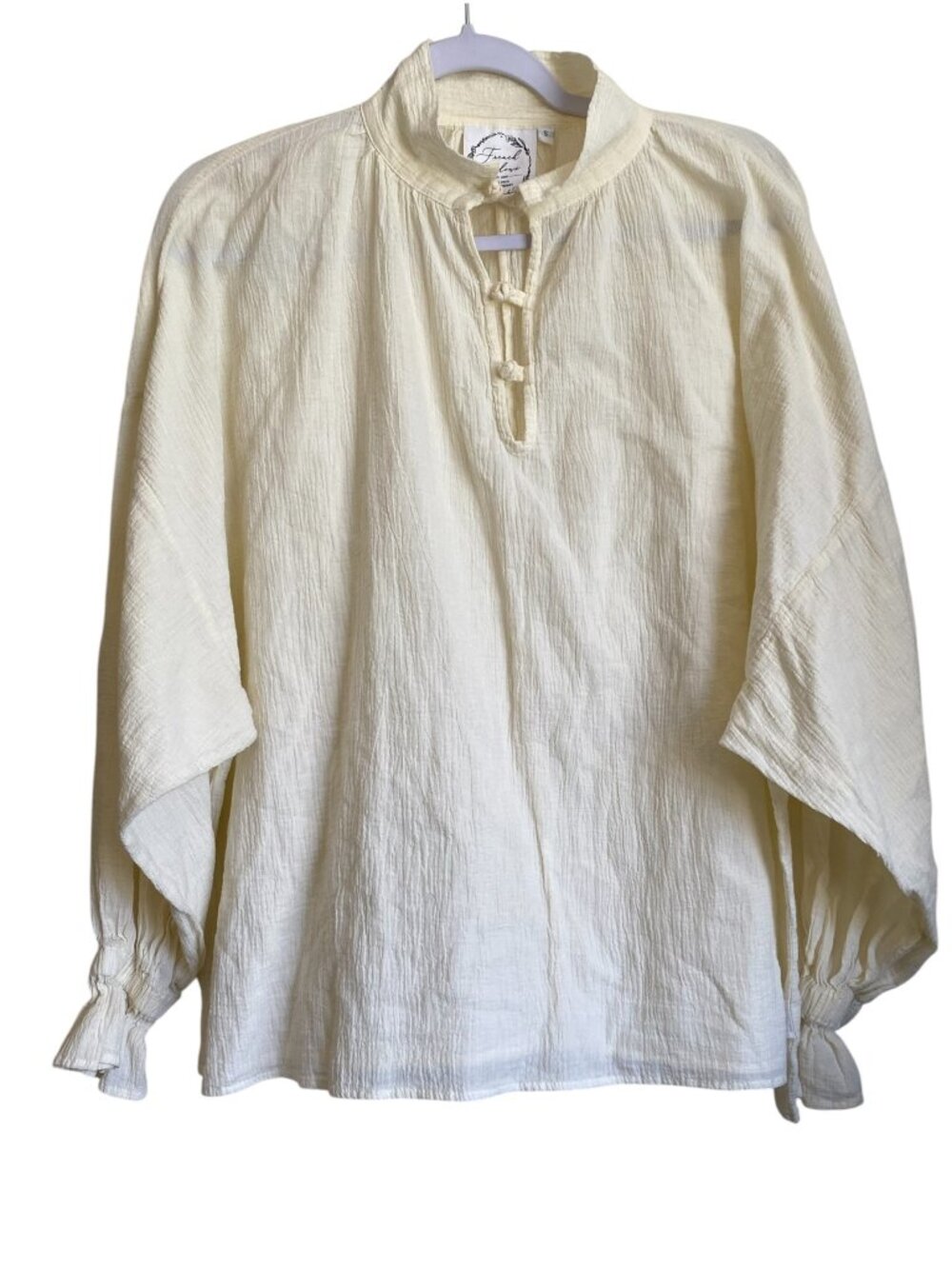 French Meadows Darcy Cotton Poet Blouse Antique Ivory S
